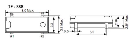 SHINSUNG晶振,TF-38S晶振,TF-38S-20-32.768KHz-12.5pF晶振 SHINSUNG晶振,TF-38S晶振,TF-38S-20-32.768KHz-12.5pF晶振